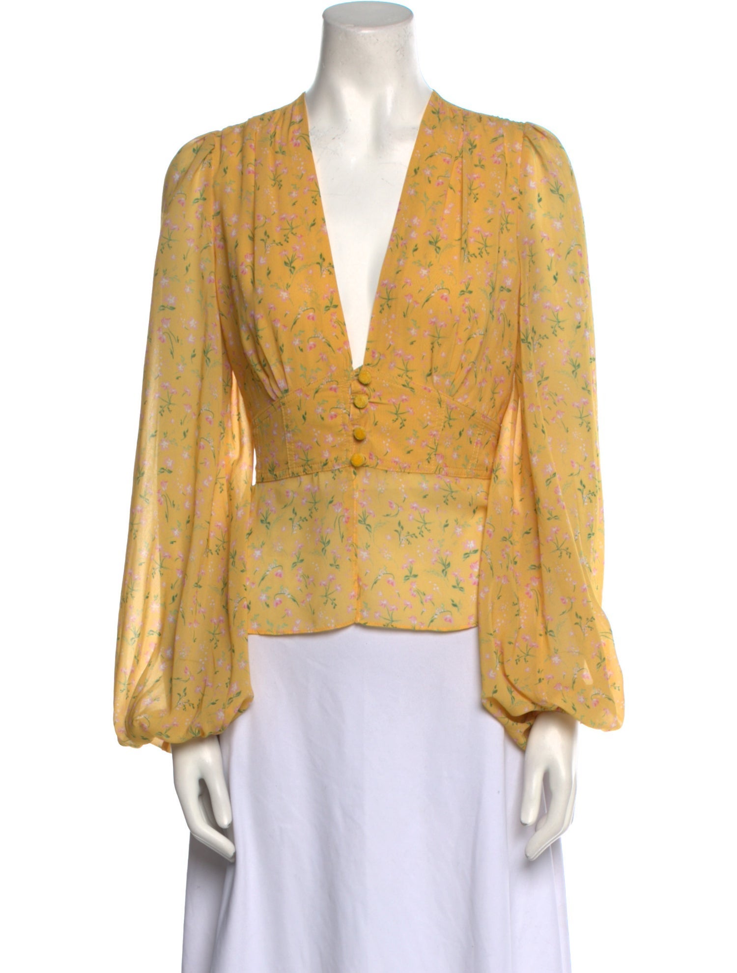 Divine Heritage Floral Print V-Neck Blouse