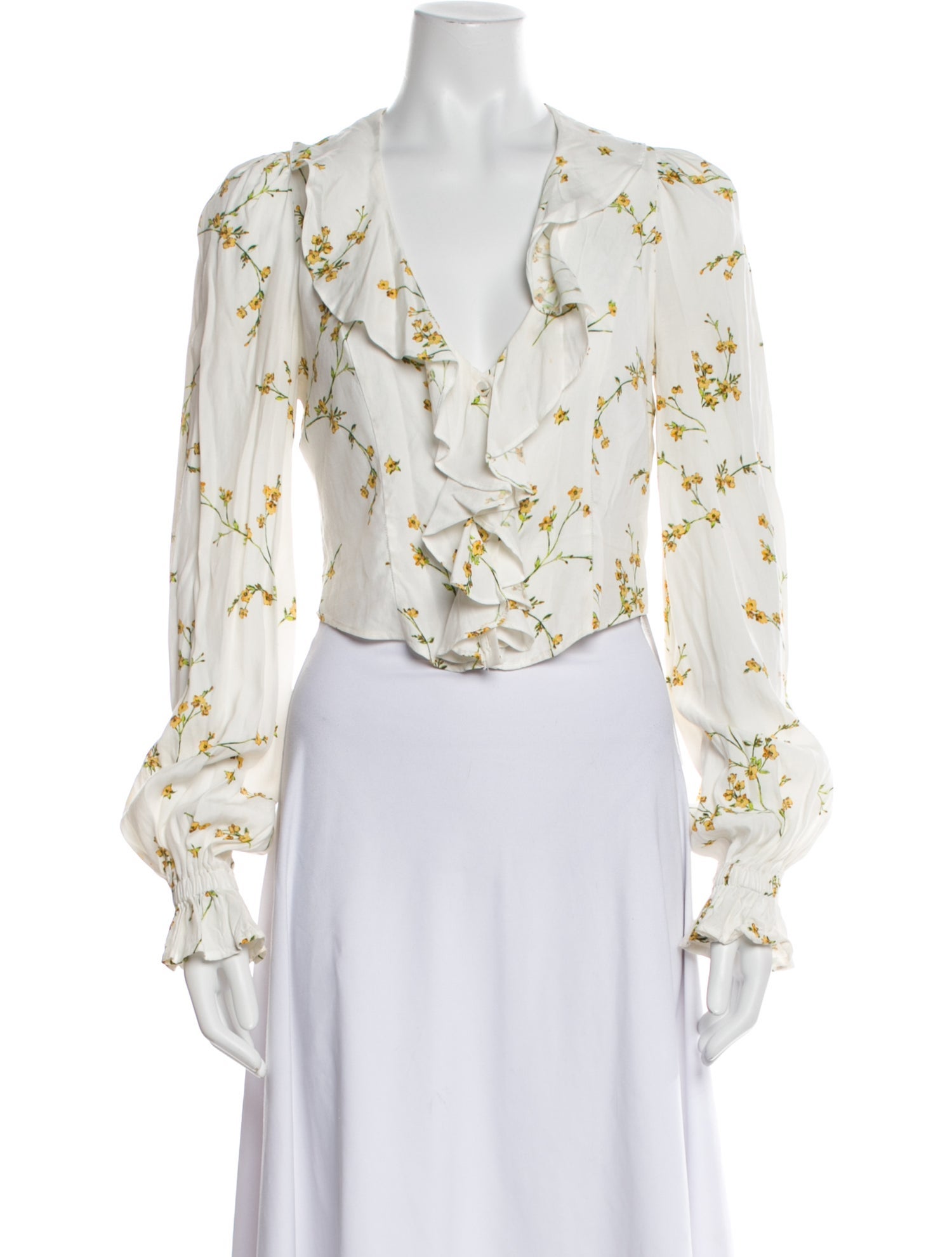 Divine Heritage Floral Print V-Neck Crop Top