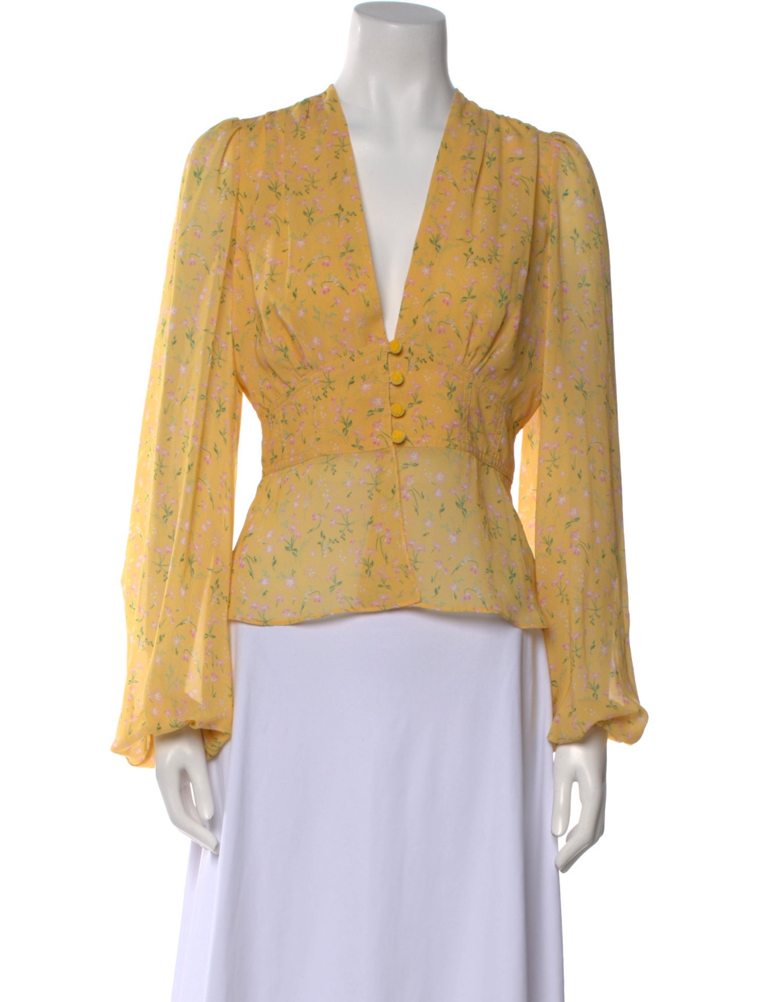 Divine Heritage Floral Print V-Neck Blouse