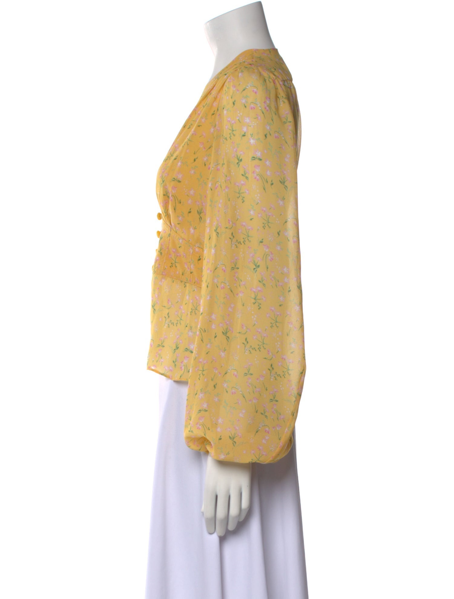 Divine Heritage Floral Print V-Neck Blouse