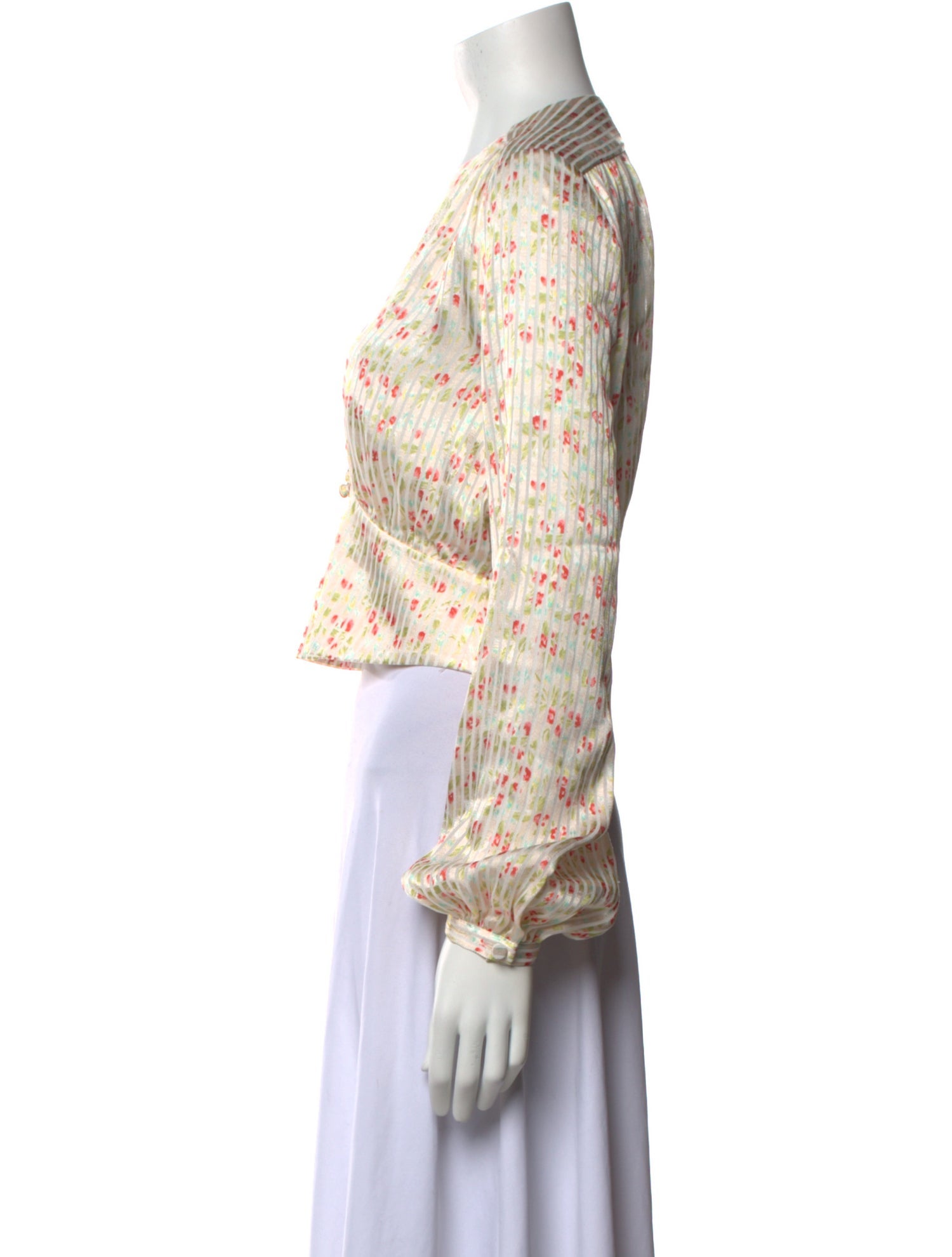 Divine Heritage Floral Print V-Neck Crop Top