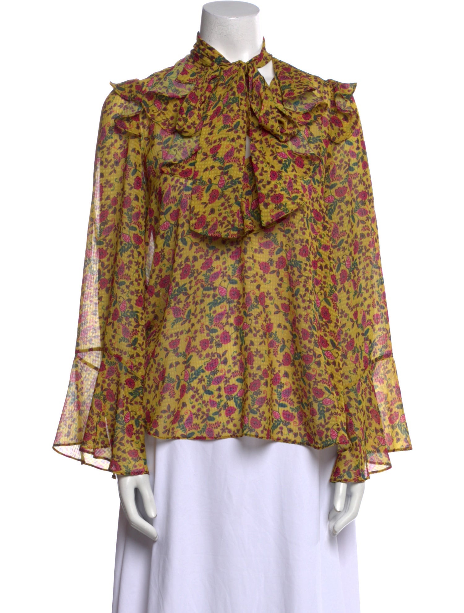 Divine Heritage Floral Print Mock Neck Blouse w/ Tags