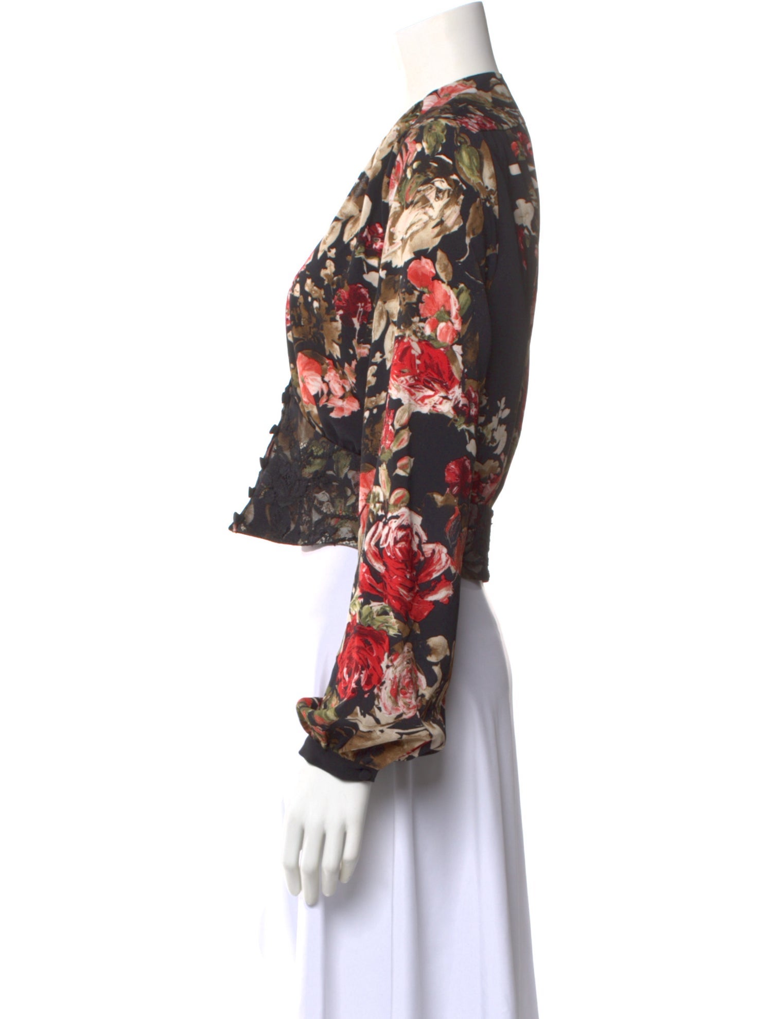 Divine Heritage Floral Print V-Neck Blouse