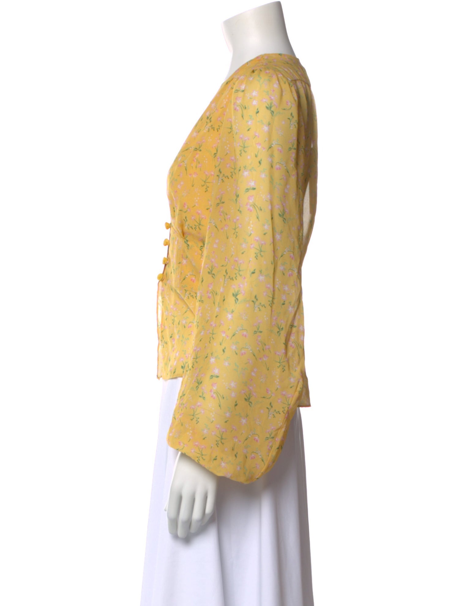 Divine Heritage Floral Print V-Neck Blouse w/ Tags