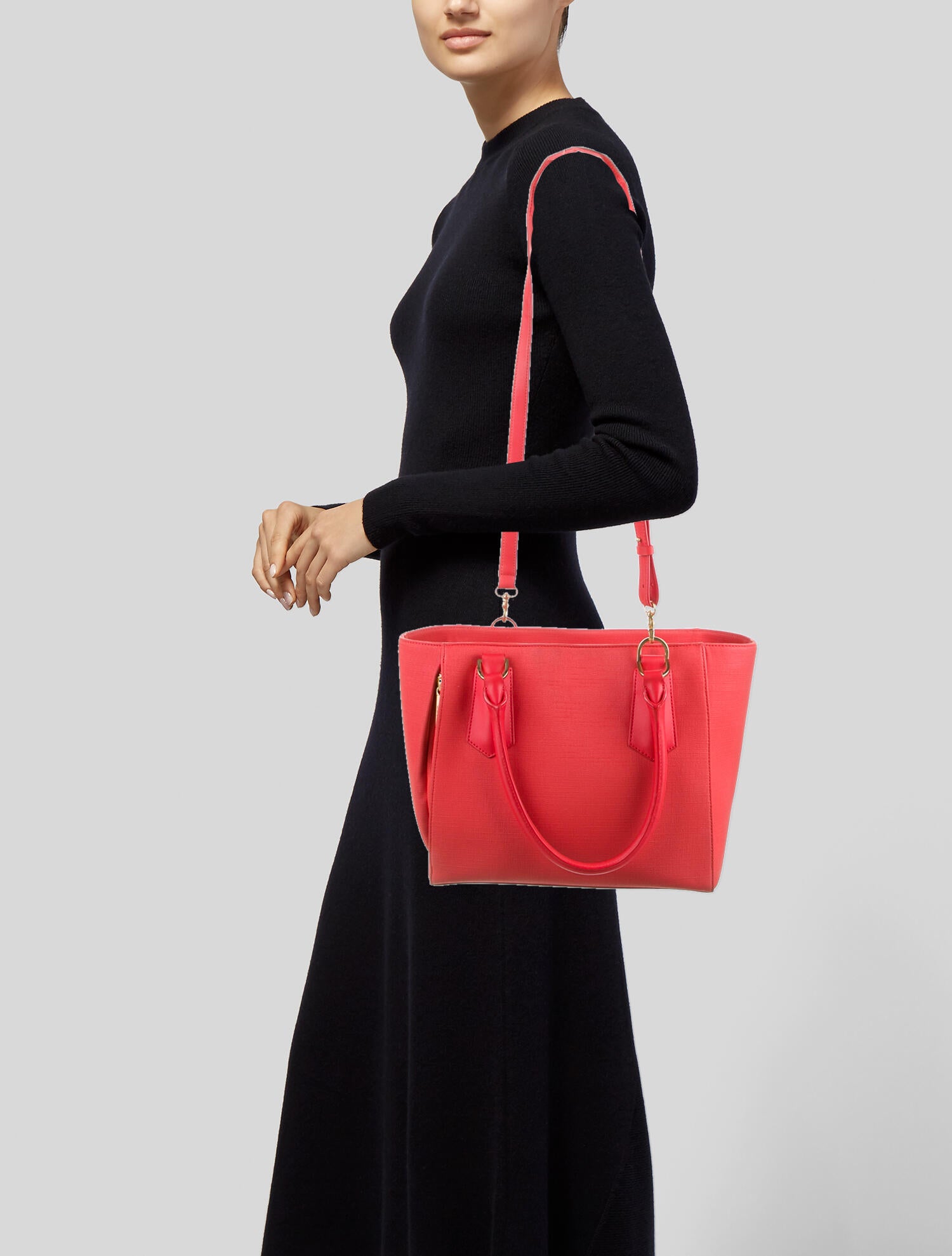 Dagne Dover Leather Trimmed Shoulder Bag Orange Shoulder Bags Handbags WDDAO20177 The