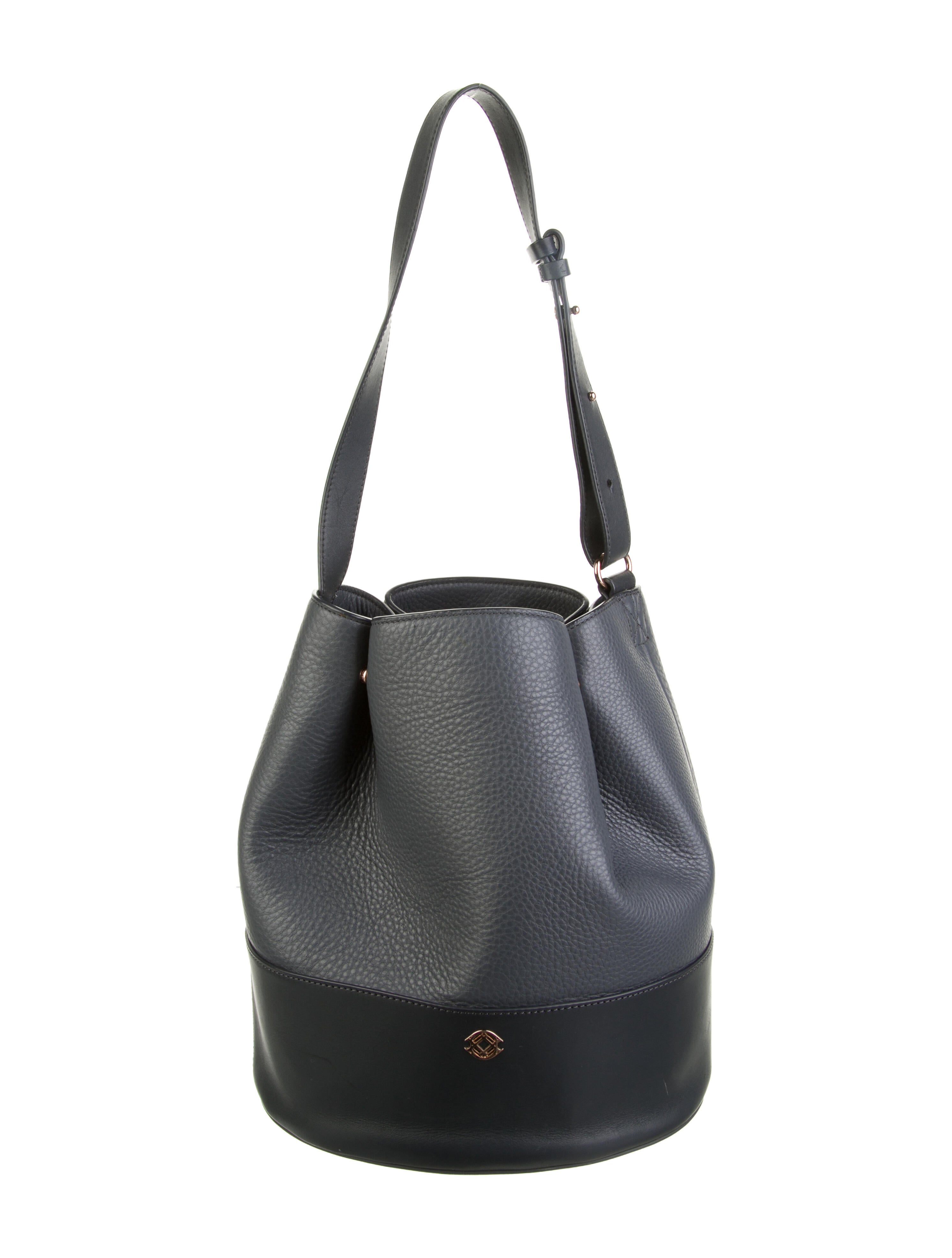 Dagne Dover Leather Bucket Bag Grey Bucket Bags, Handbags