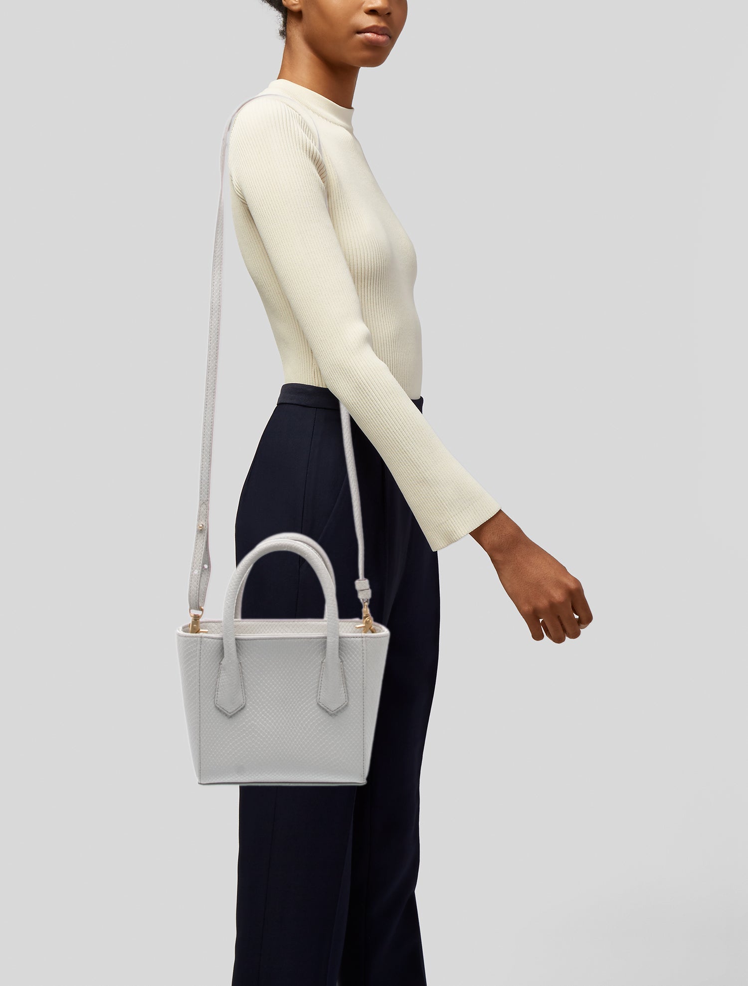 Dagne Dover Embossed Leather Top Handle Bag