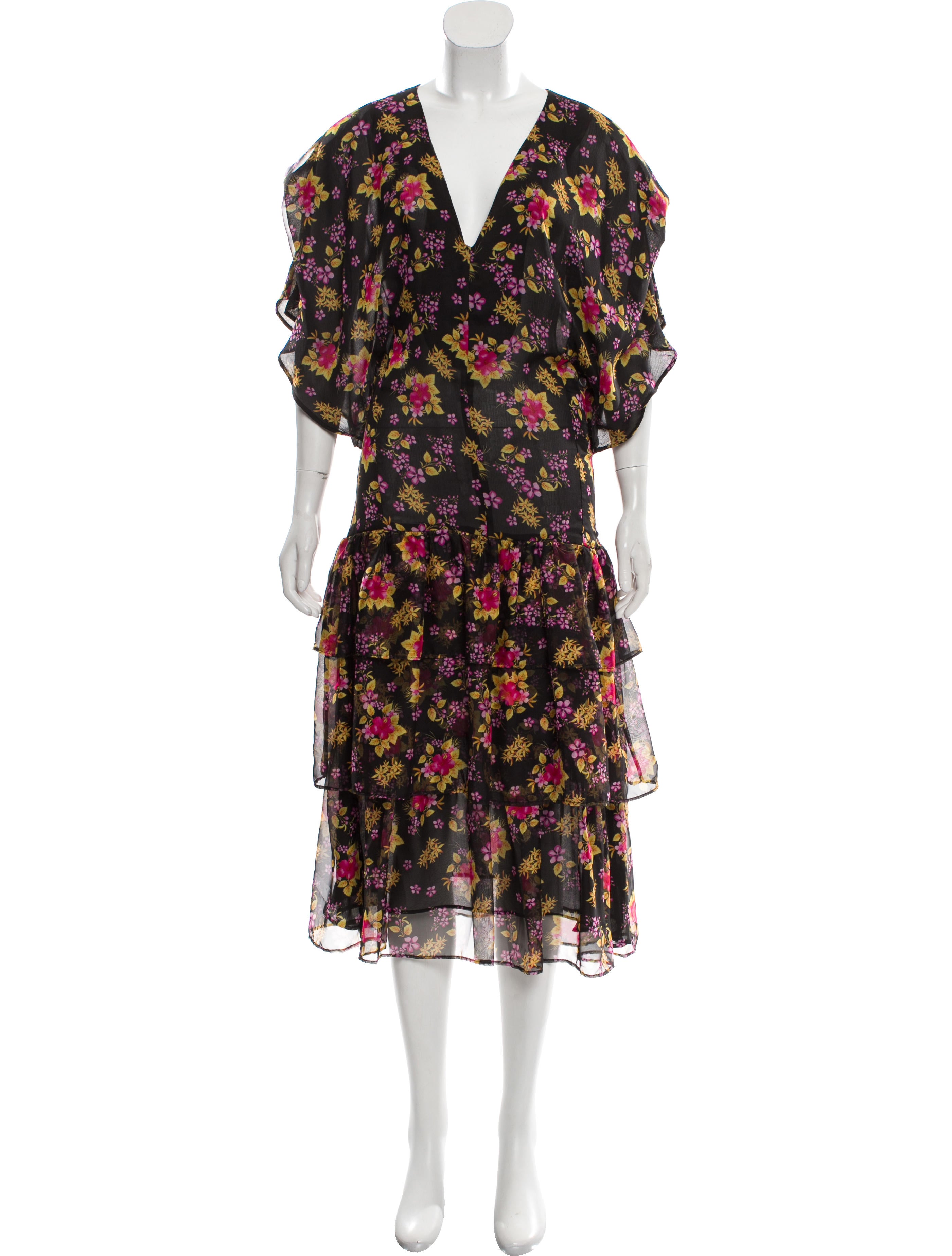 Dodo Bar Or Floral Print Midi Length Dress w/ Tags