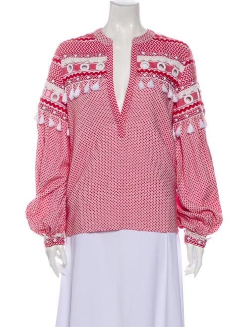 Dodo Bar Or Printed V-Neck Blouse Red
