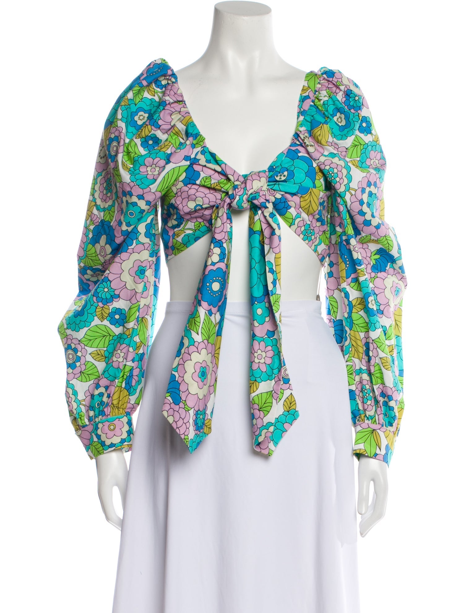 Dodo Bar Or Floral Print V-Neck Blouse w/ Tags