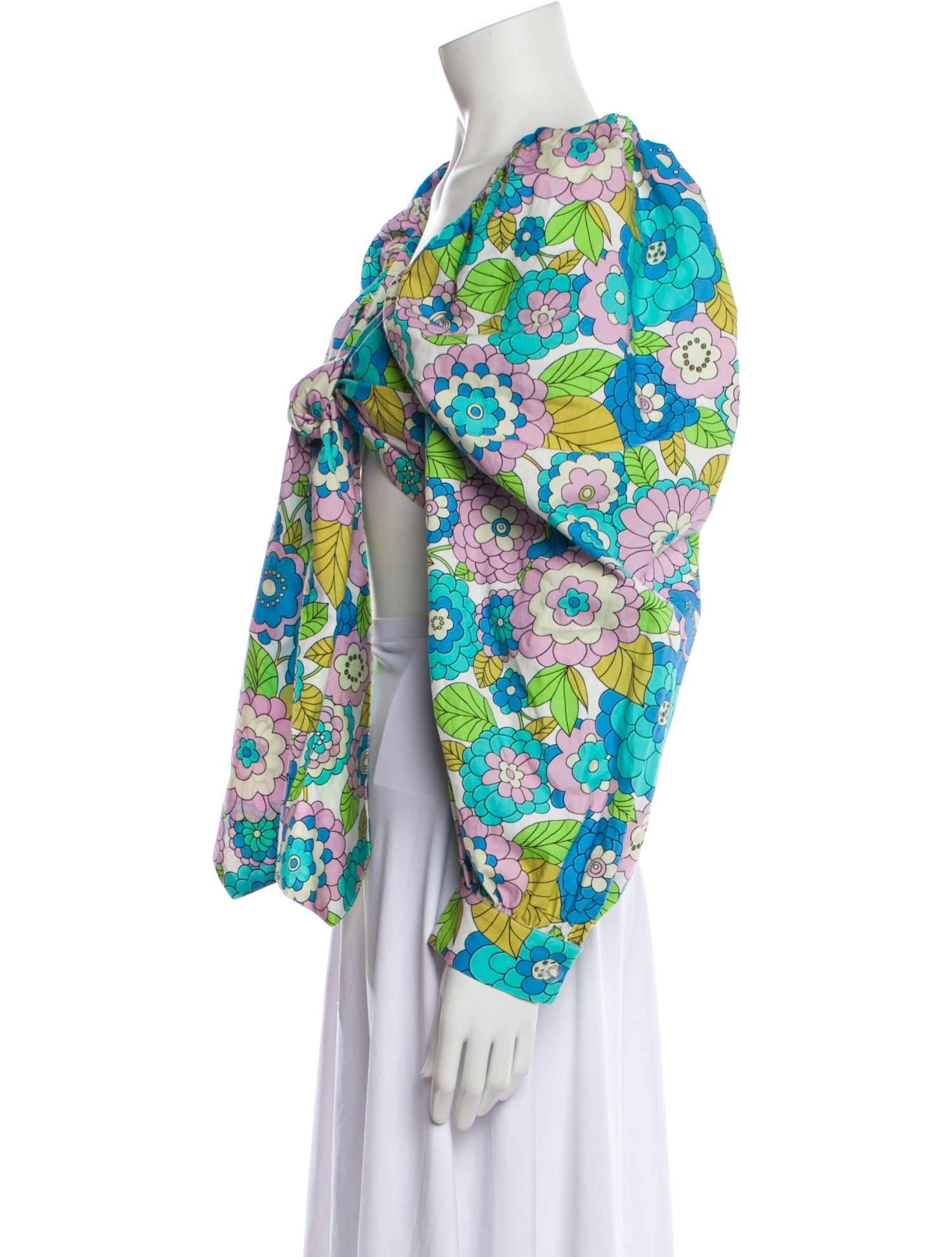 Dodo Bar Or Floral Print V-Neck Blouse w/ Tags