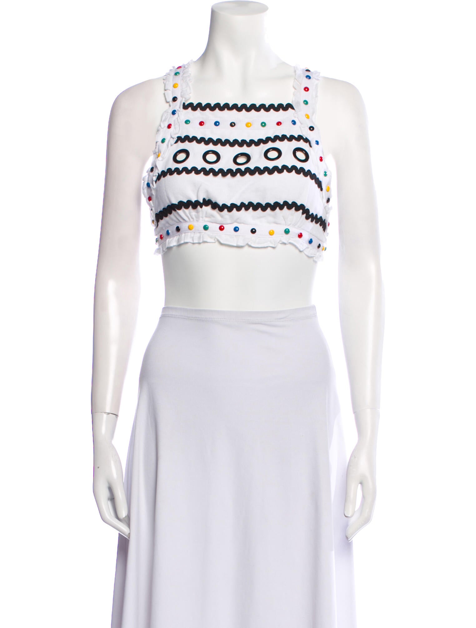 Dodo Bar Or Printed Square Neckline Crop Top