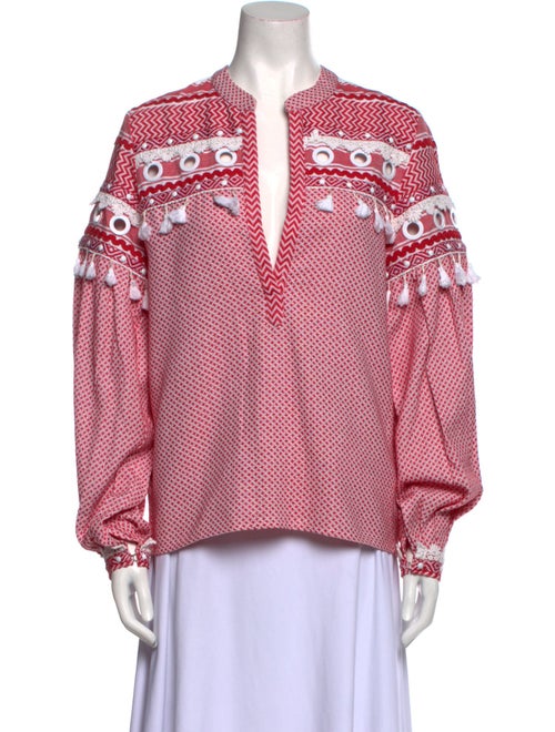 Dodo Bar Or Printed Plunge Neckline Blouse