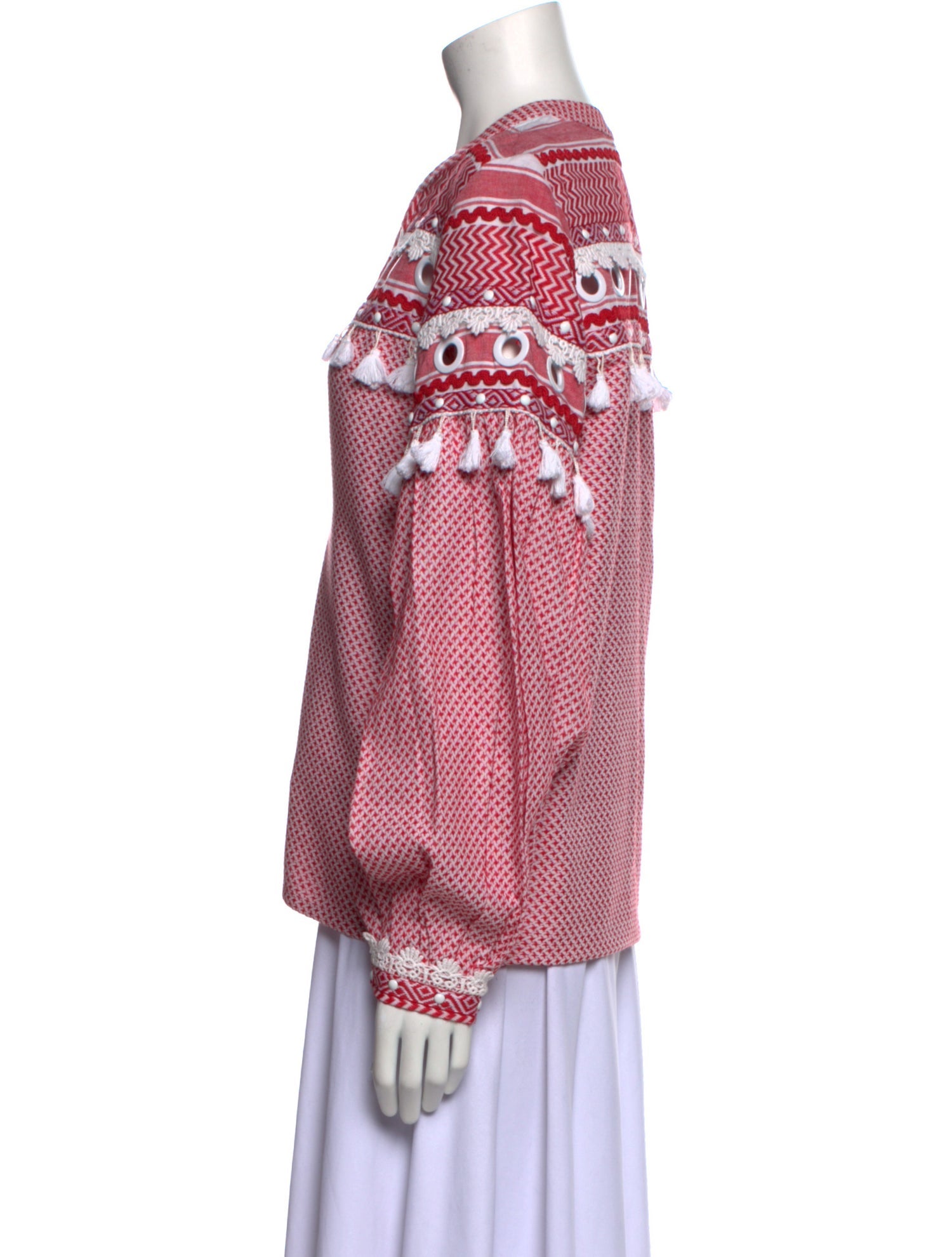 Dodo Bar Or Printed Plunge Neckline Blouse