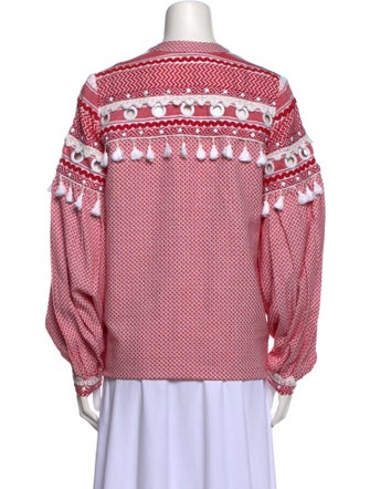 Dodo Bar Or Printed Plunge Neckline Blouse