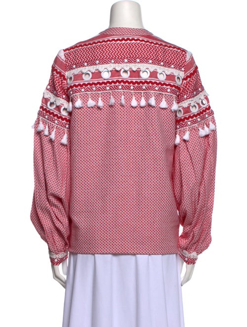 Dodo Bar Or Printed Plunge Neckline Blouse