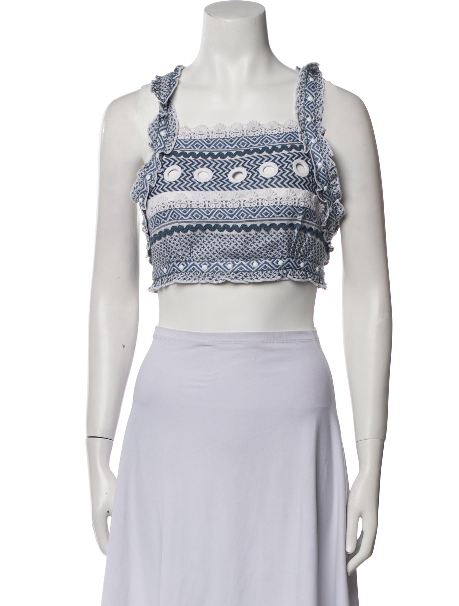 Dodo Bar Or Printed Square Neckline Crop Top