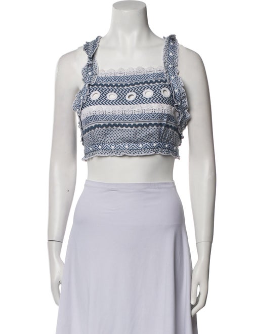 Dodo Bar Or Printed Square Neckline Crop Top