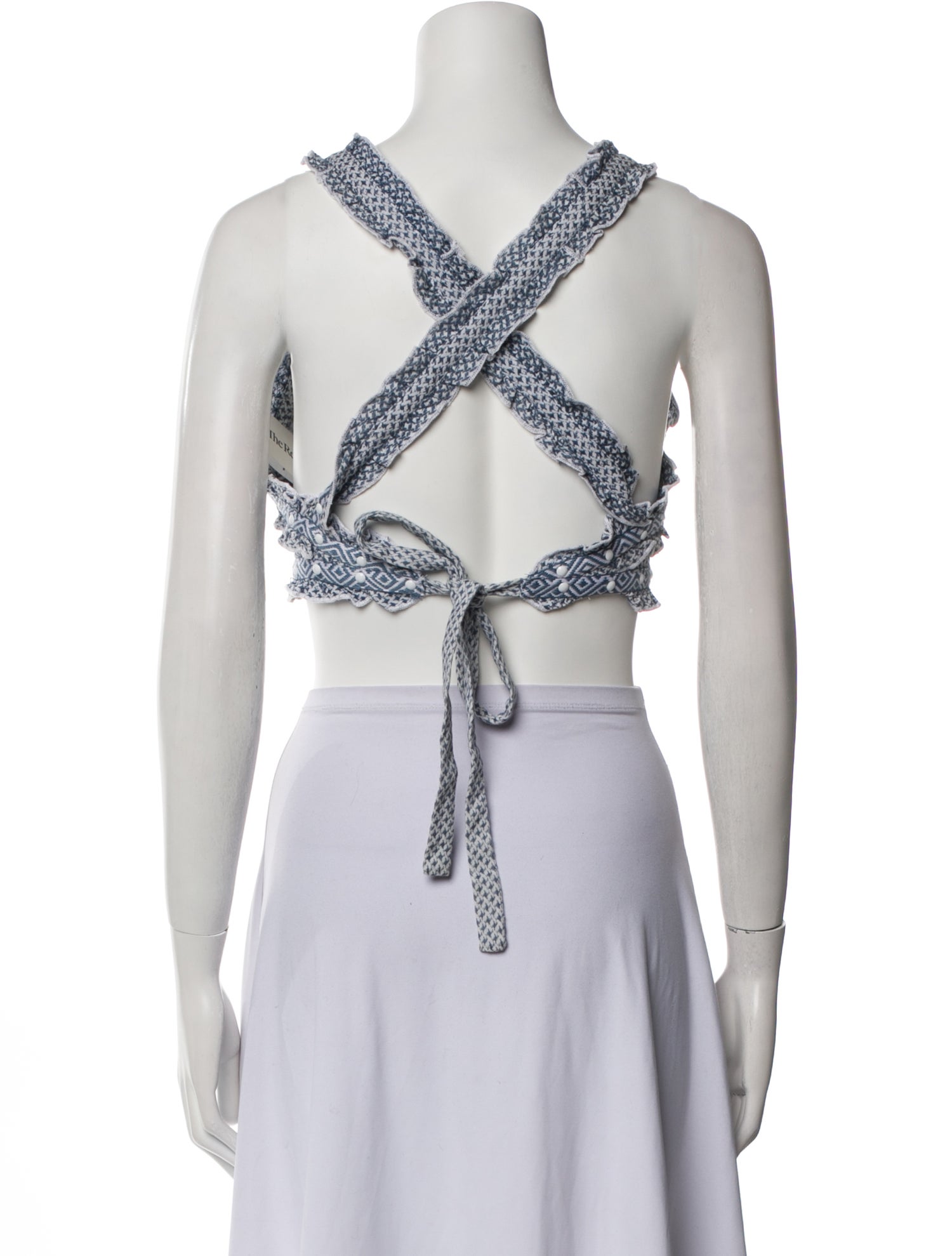 Dodo Bar Or Printed Square Neckline Crop Top