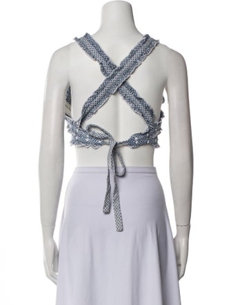 Dodo Bar Or Printed Square Neckline Crop Top