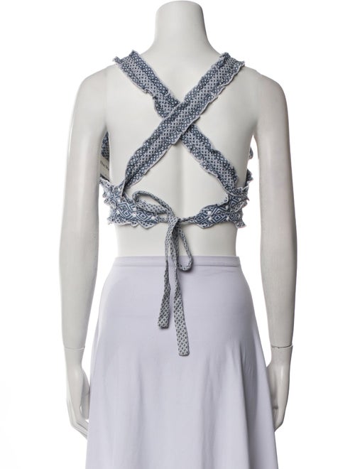 Dodo Bar Or Printed Square Neckline Crop Top