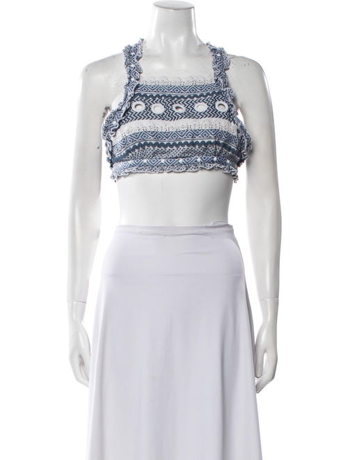 Dodo Bar Or Printed Square Neckline Crop Top