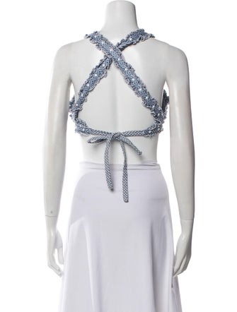 Dodo Bar Or Printed Square Neckline Crop Top