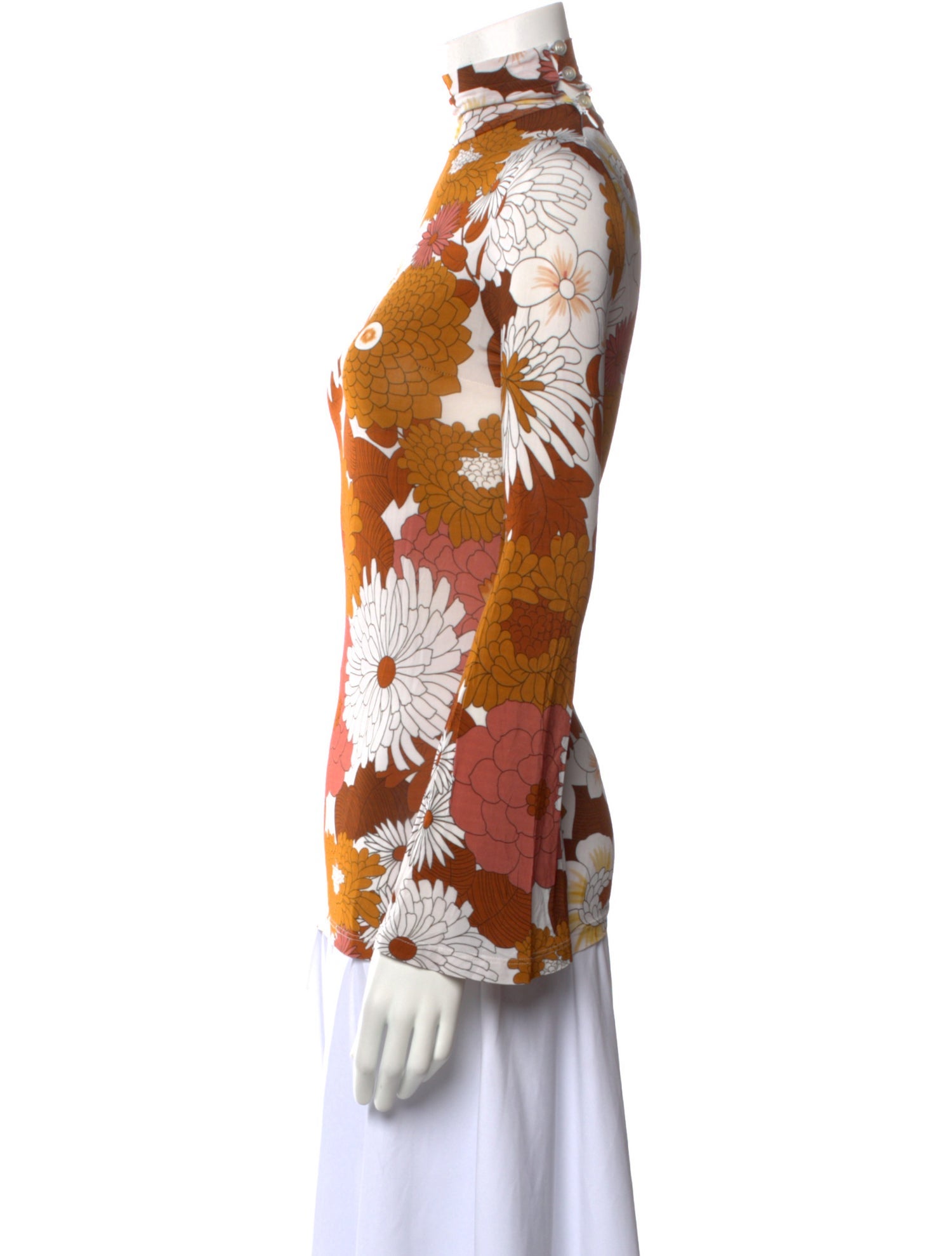 Dodo Bar Or Floral Print Mock Neck Top