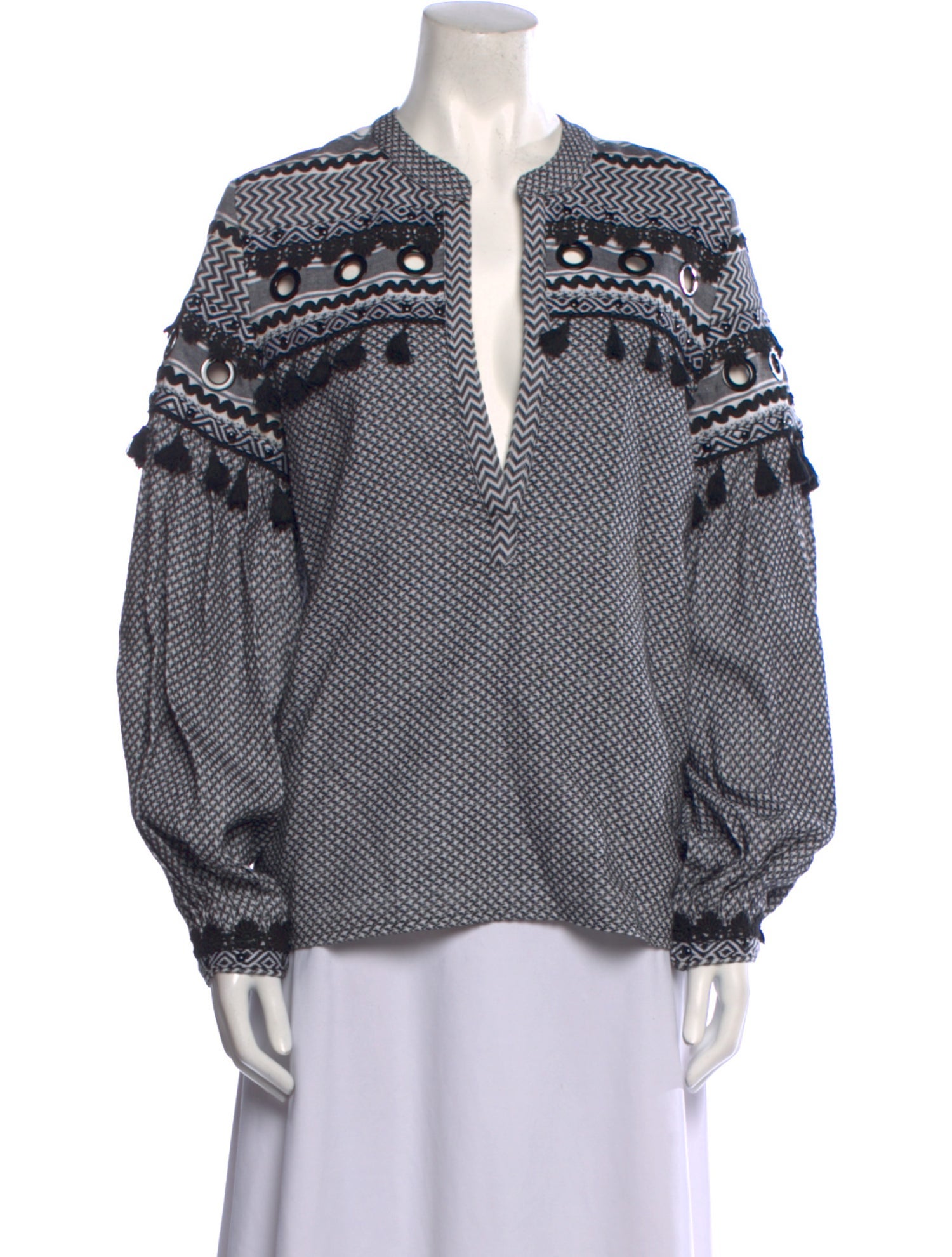 Dodo Bar Or Printed V-Neck Blouse