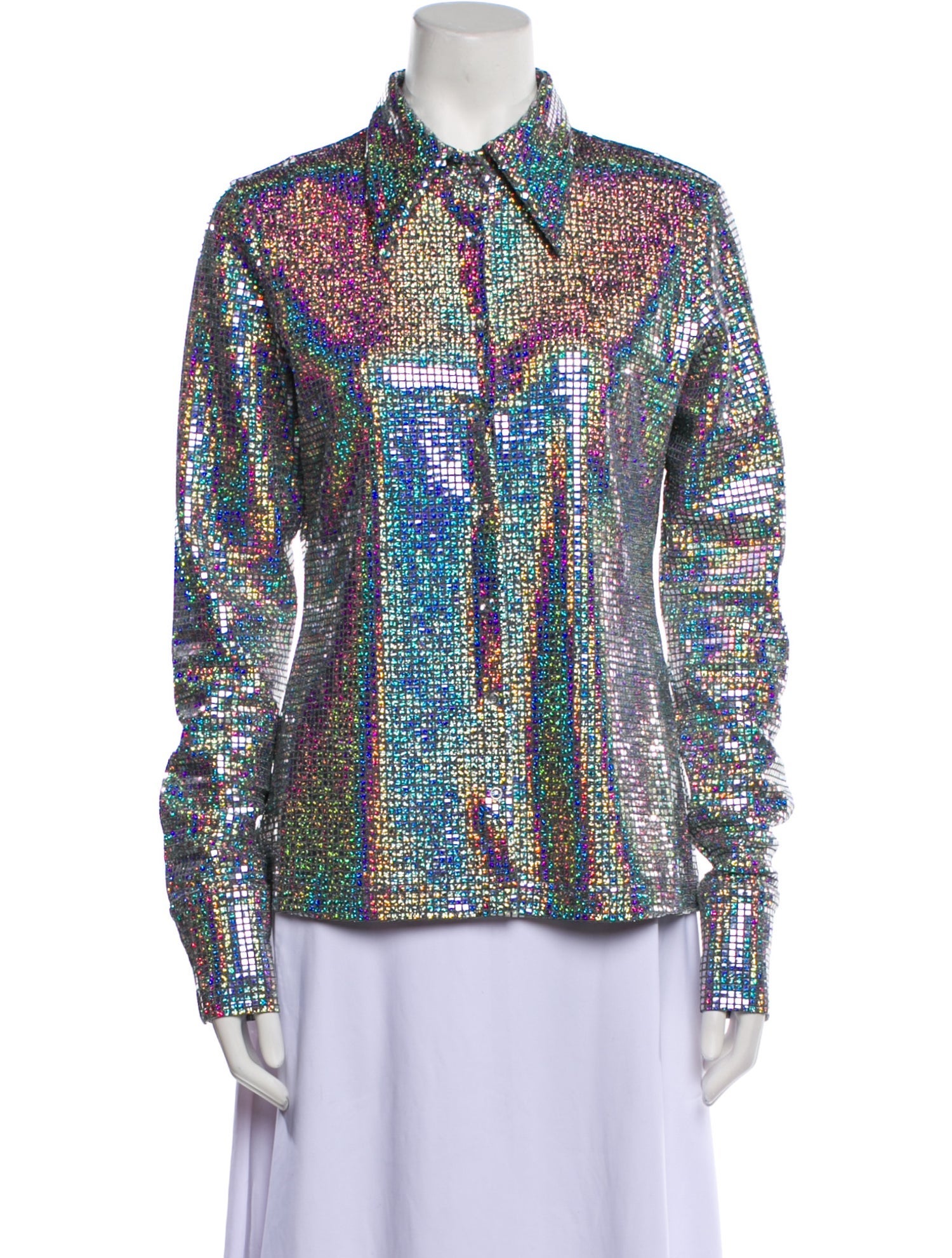 Dodo Bar Or Printed Long Sleeve Button-Up Top