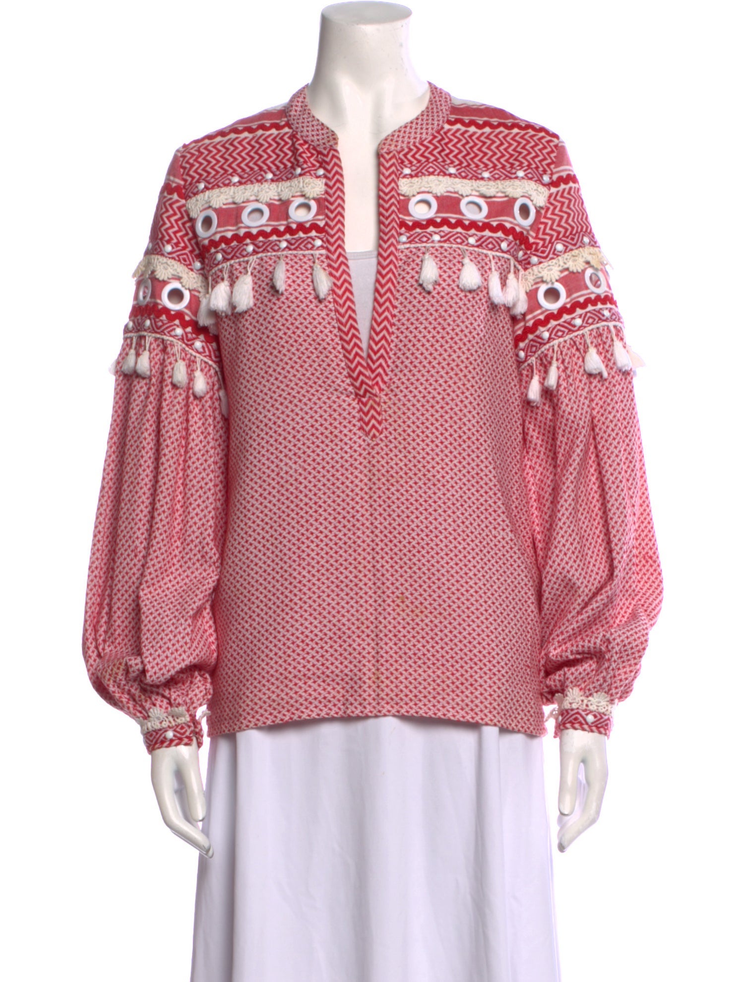 Dodo Bar Or Printed V-Neck Blouse