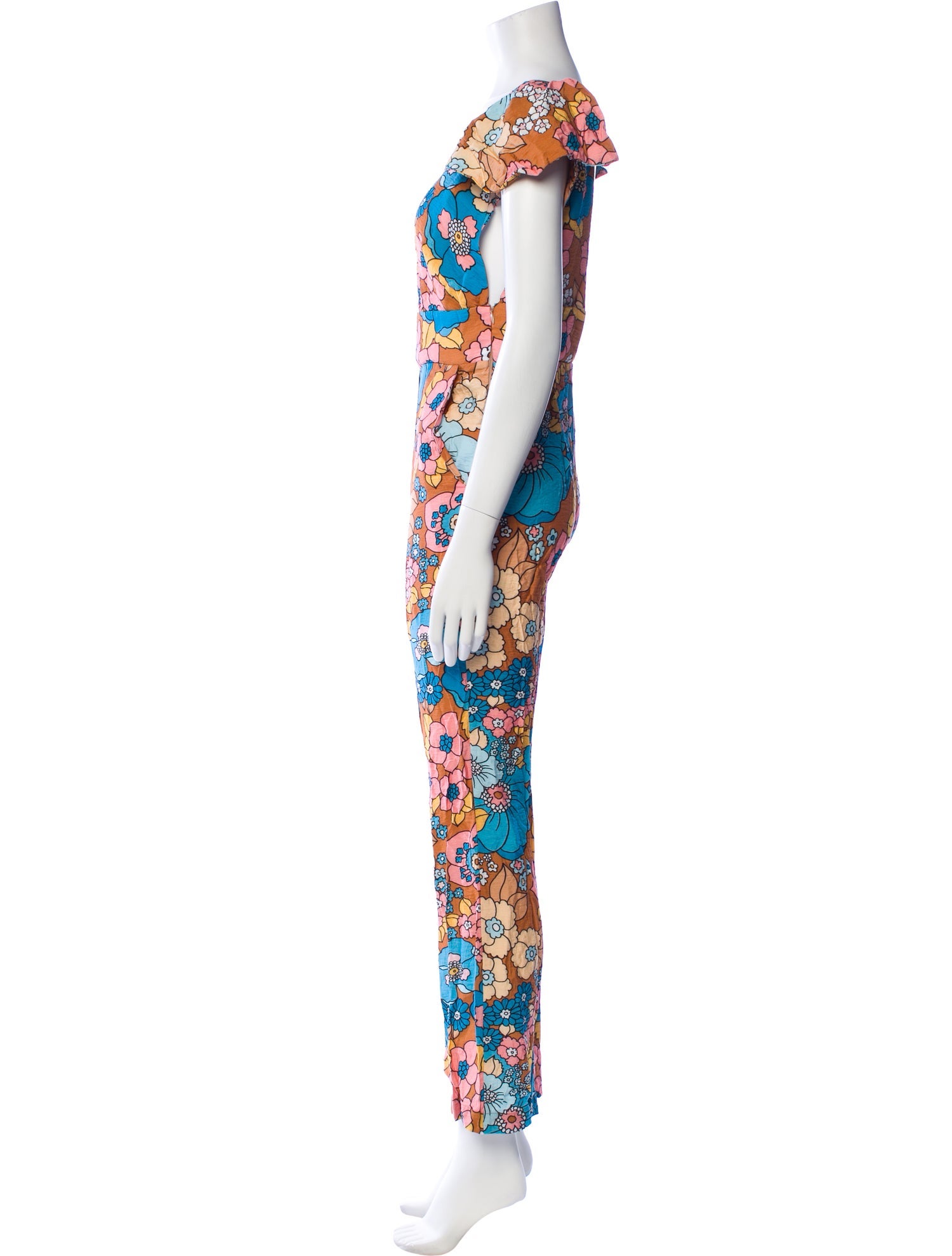 Dodo Bar Or Printed Plunge Neckline Jumpsuit