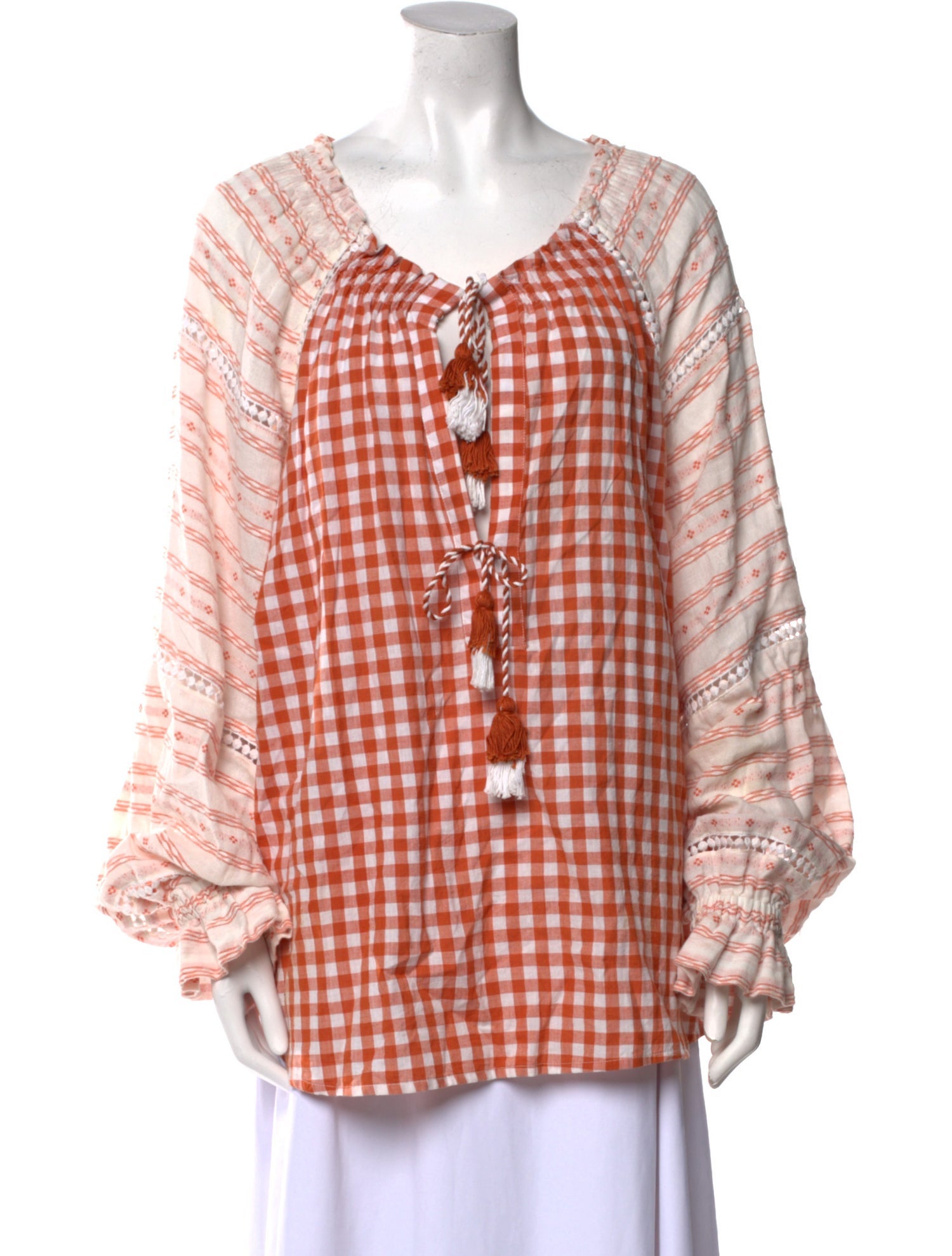 Dodo Bar Or Plaid Print Scoop Neck Blouse