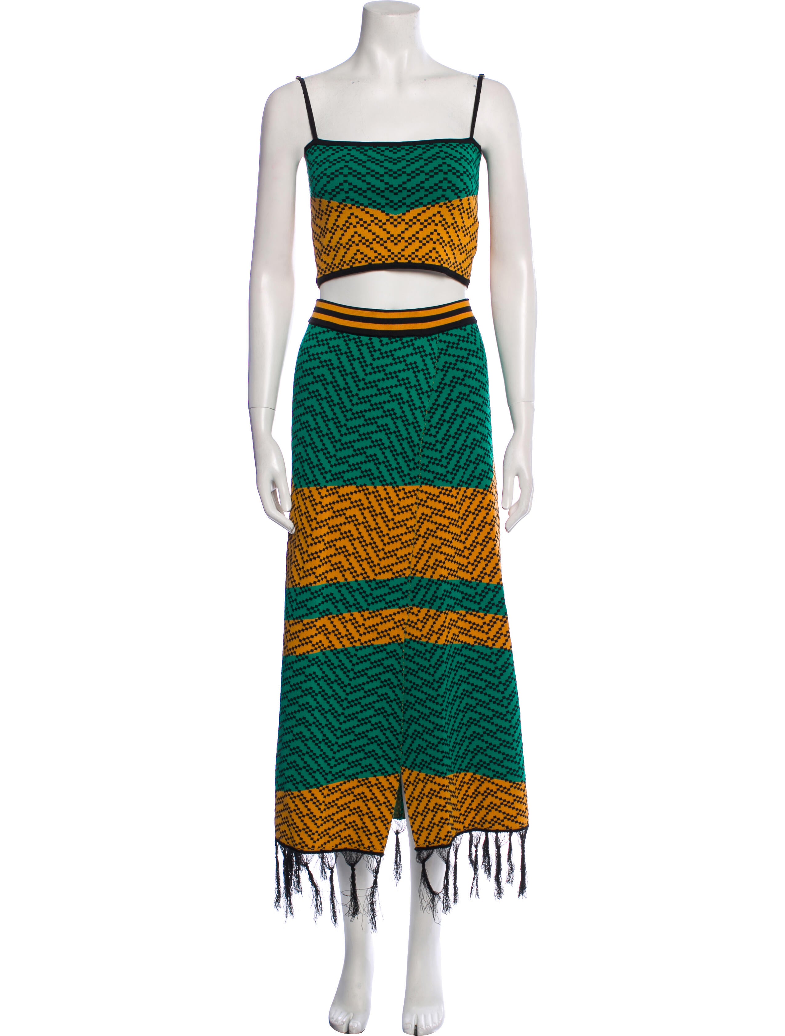 Dodo Bar Or Patterned Fringe Trim Accent Skirt Set w/ Tags