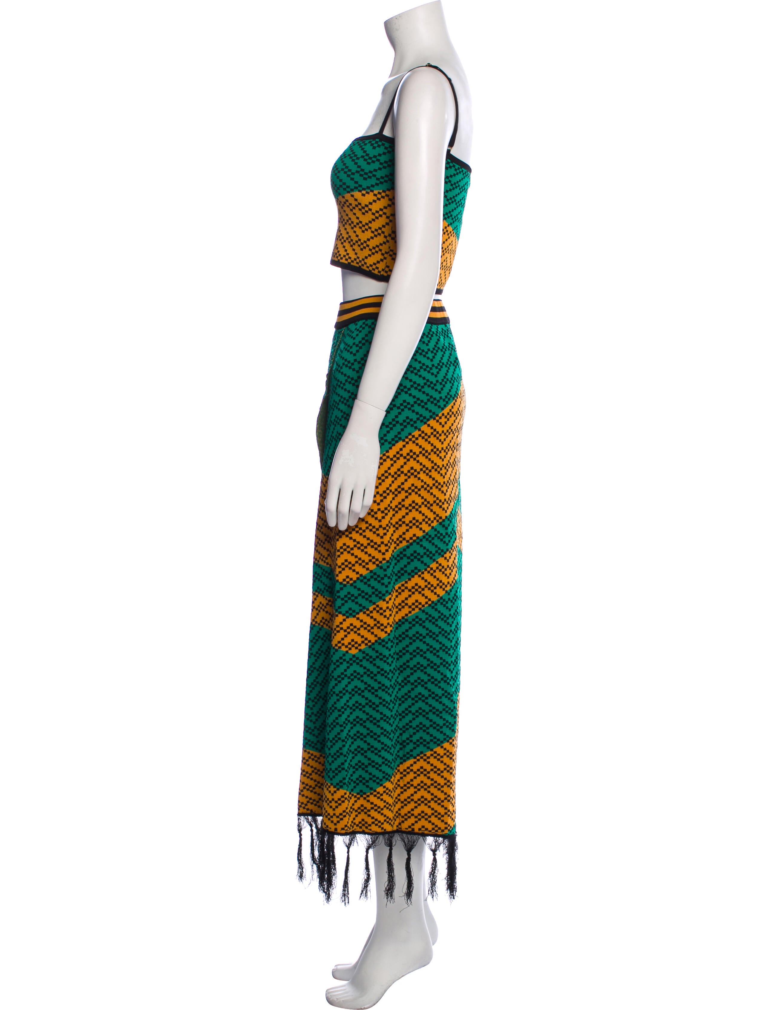 Dodo Bar Or Patterned Fringe Trim Accent Skirt Set w/ Tags
