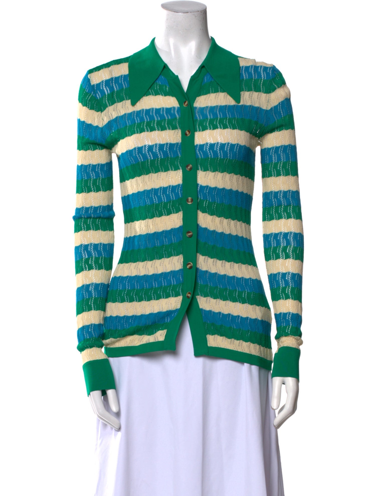 Dodo Bar Or Striped Long Sleeve Button-Up Top w/ Tags