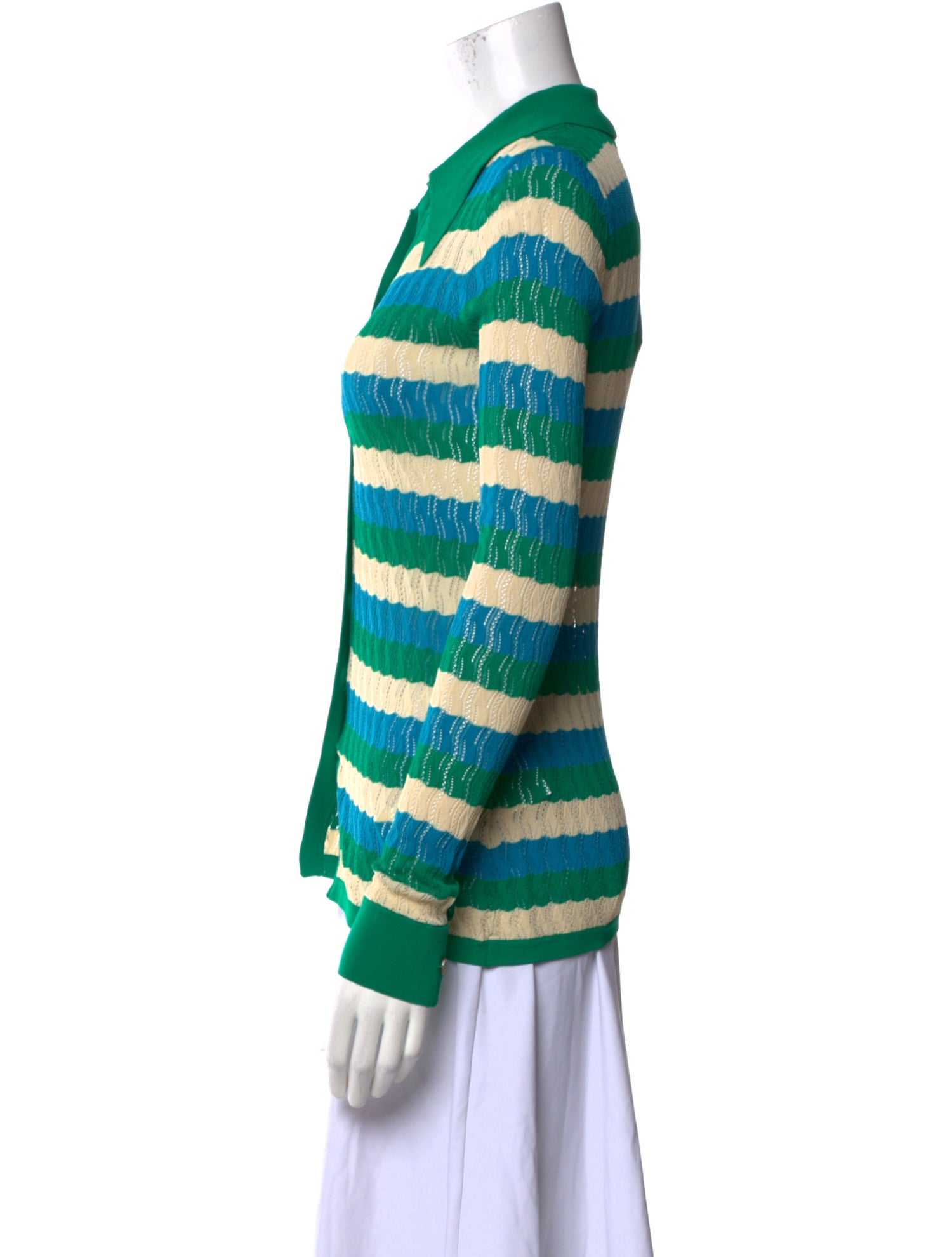 Dodo Bar Or Striped Long Sleeve Button-Up Top w/ Tags