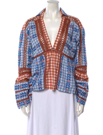 Dodo Bar Or Plaid Print Long Sleeve Button-Up Top