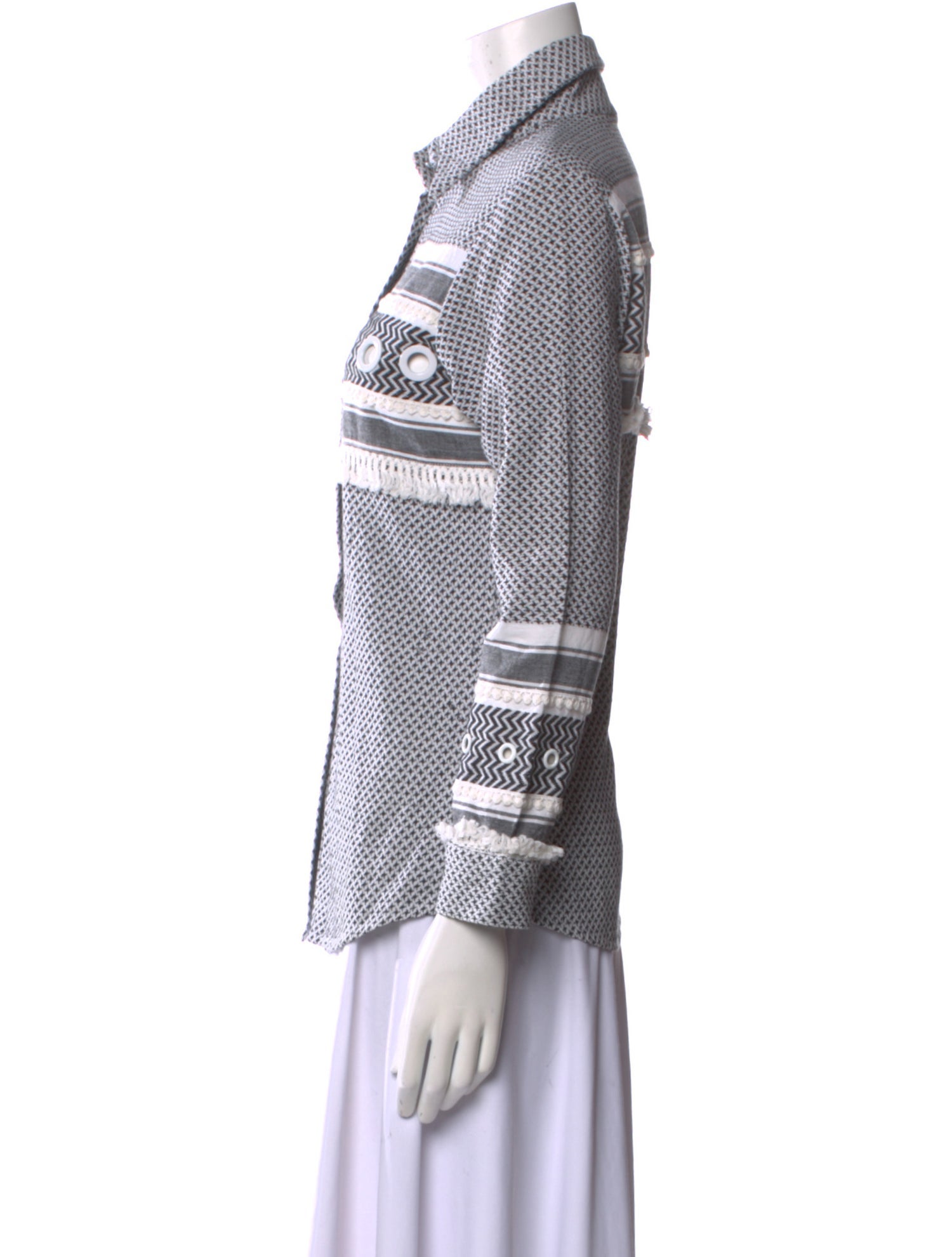 Dodo Bar Or Printed Long Sleeve Button-Up Top