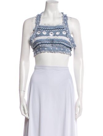 Dodo Bar Or Printed Square Neckline Crop Top