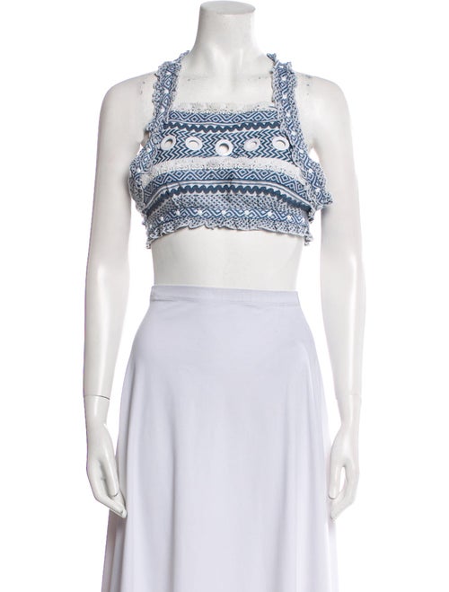 Dodo Bar Or Printed Square Neckline Crop Top