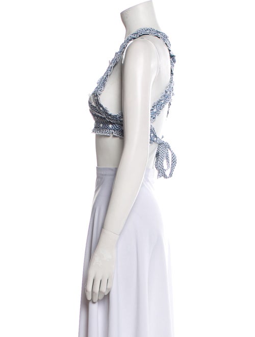 Dodo Bar Or Printed Square Neckline Crop Top