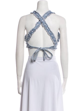 Dodo Bar Or Printed Square Neckline Crop Top