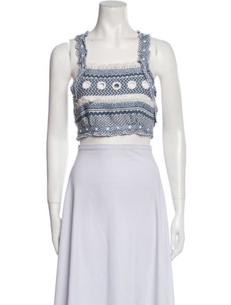 Dodo Bar Or Printed Square Neckline Crop Top