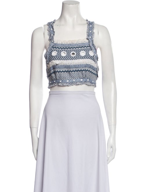 Dodo Bar Or Printed Square Neckline Crop Top