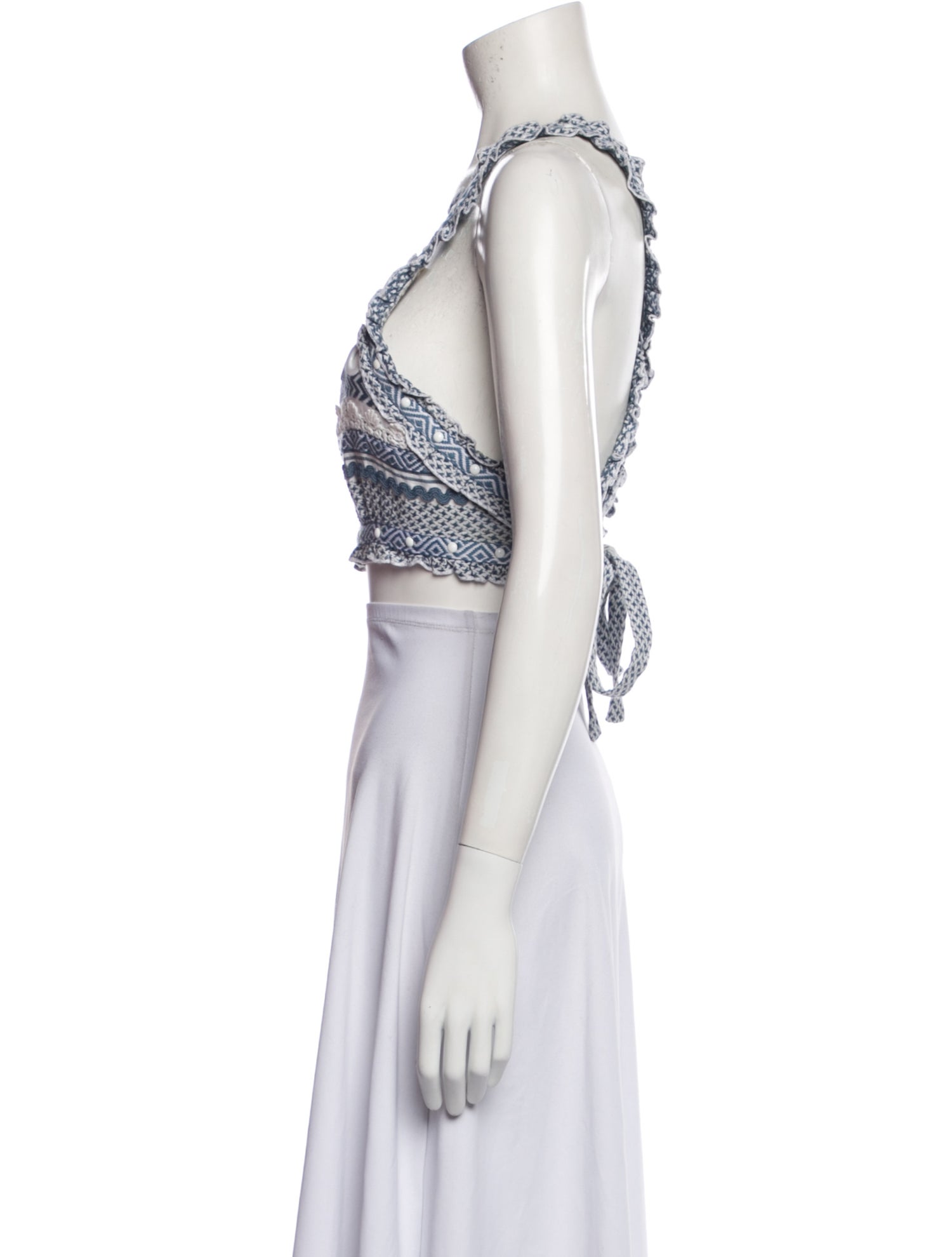 Dodo Bar Or Printed Square Neckline Crop Top