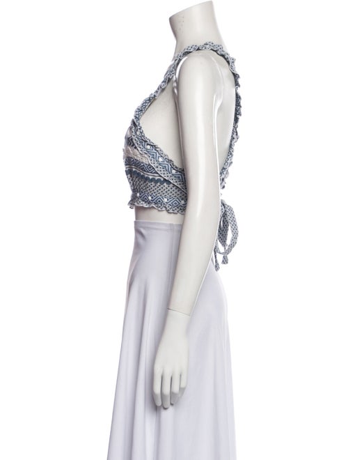 Dodo Bar Or Printed Square Neckline Crop Top