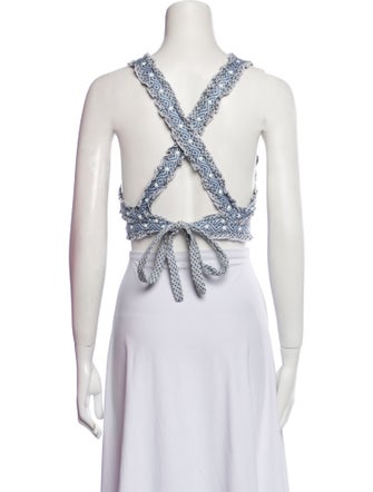 Dodo Bar Or Printed Square Neckline Crop Top