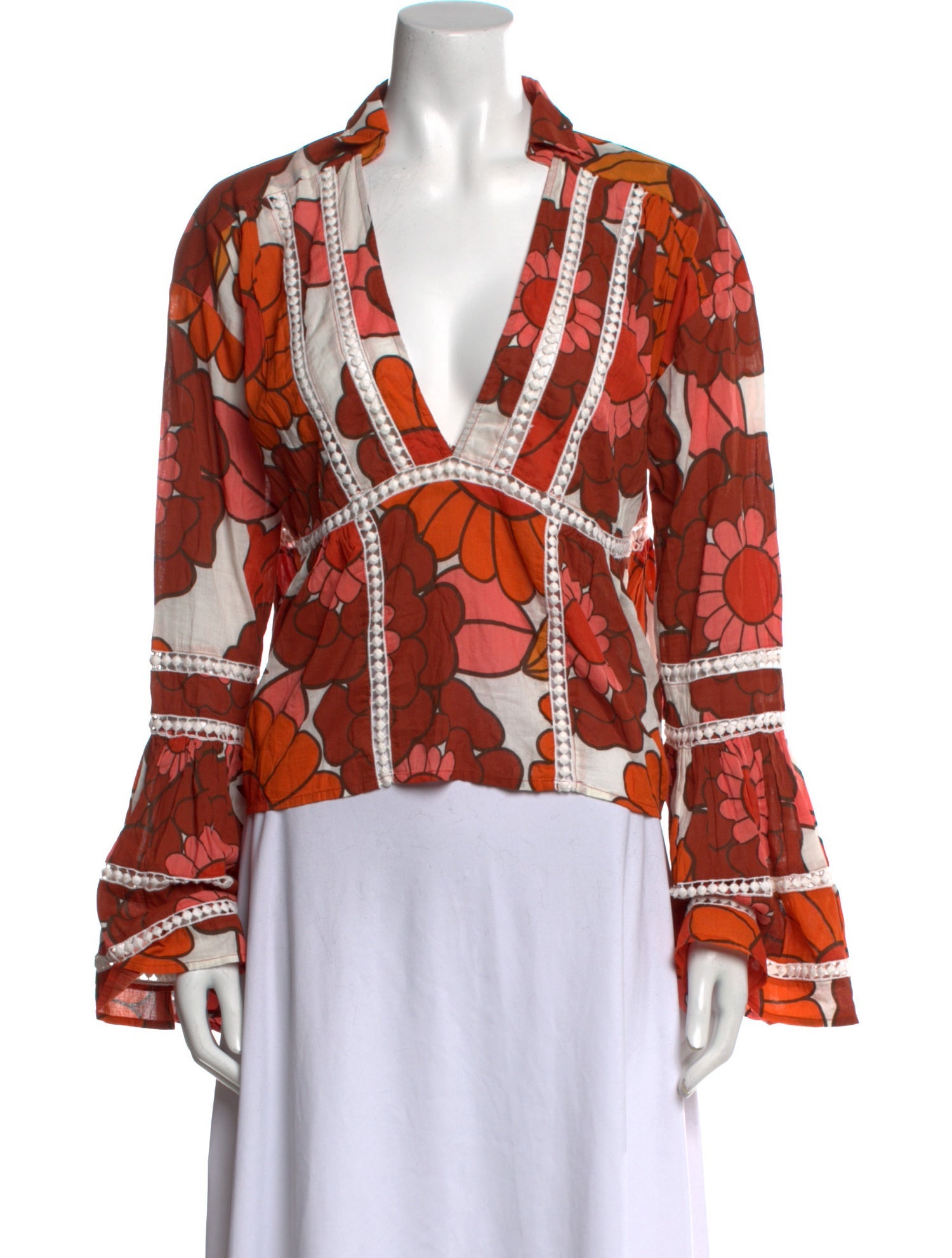 Dodo Bar Or Printed Long Sleeve Crop Top