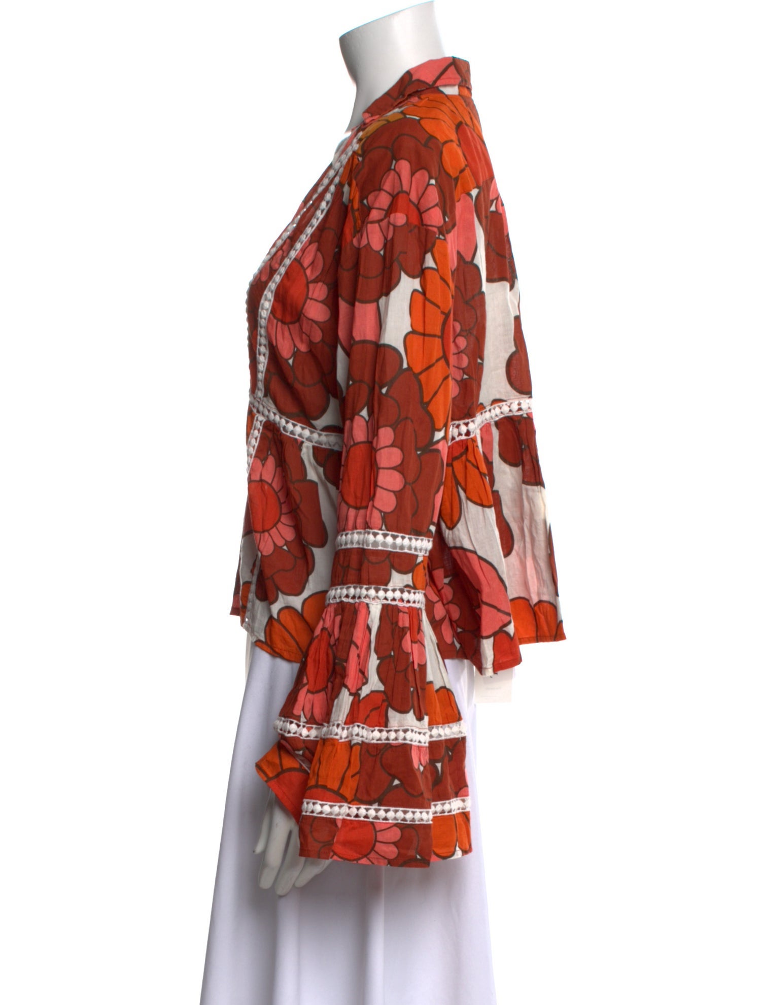 Dodo Bar Or Printed Long Sleeve Crop Top